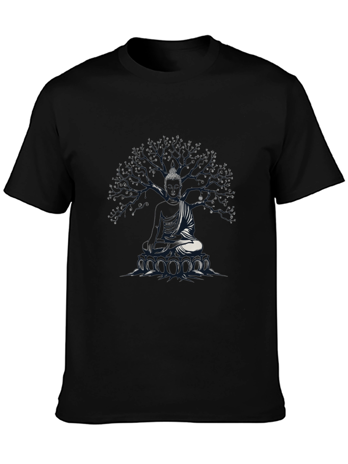 Buddha Tree Graphic T-Shirt - Meditative Style