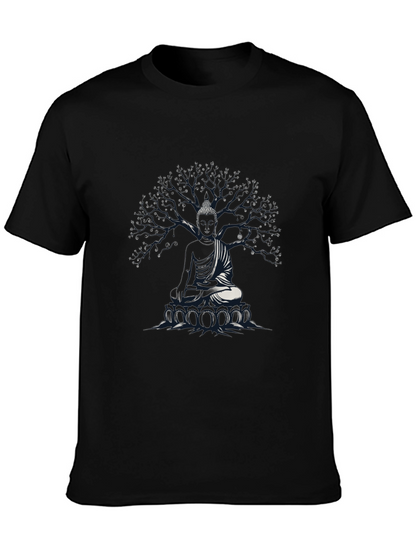 Buddha Tree Graphic T-Shirt - Meditative Style