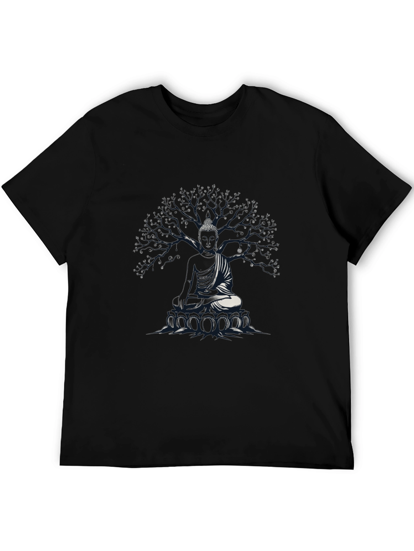 Buddha Tree Graphic T-Shirt - Meditative Style