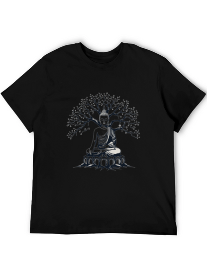 Buddha Tree Graphic T-Shirt - Meditative Style