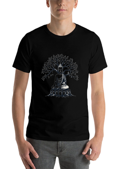 Buddha Tree Graphic T-Shirt - Meditative Style