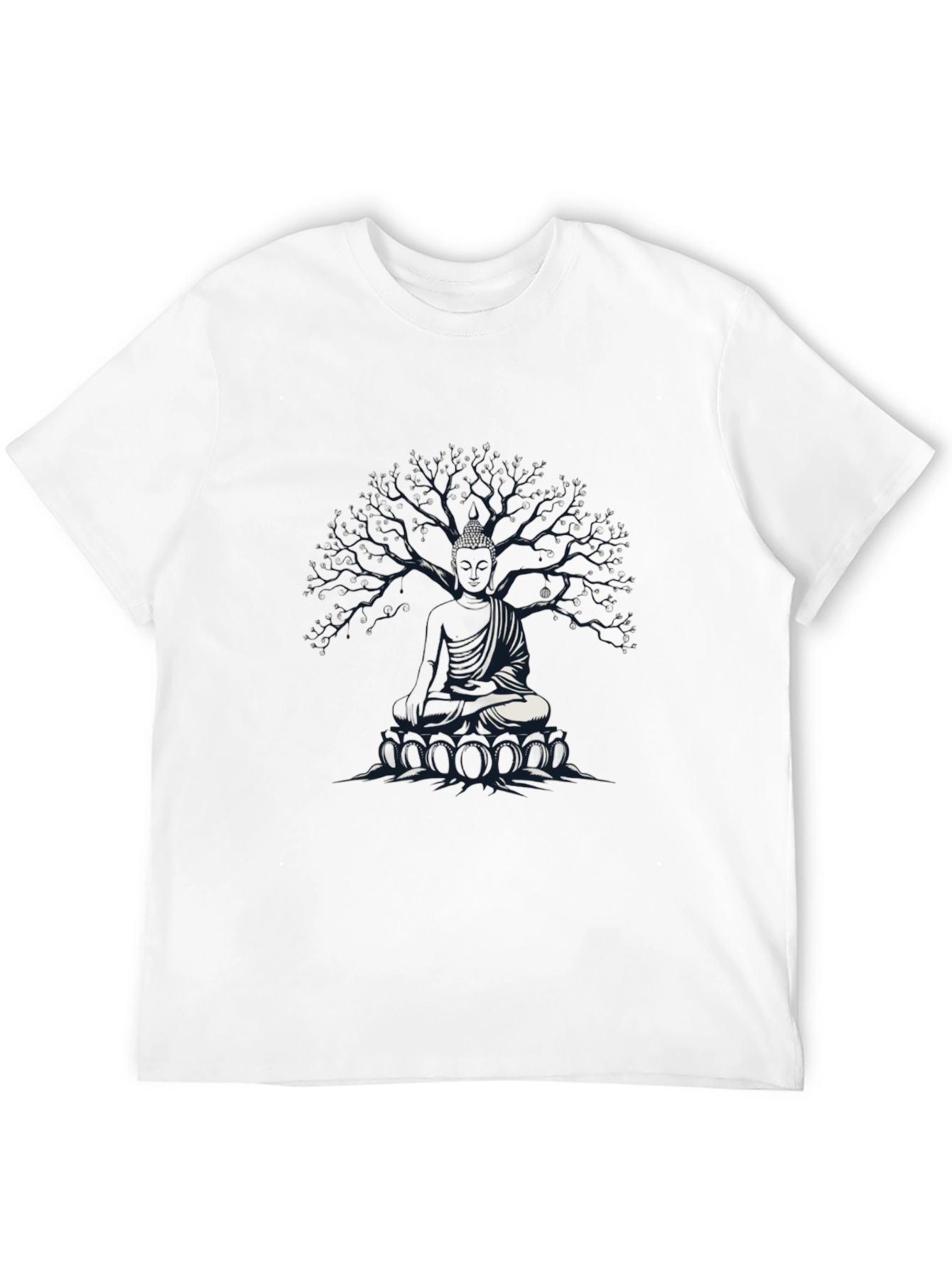 Buddha Tree Graphic T-Shirt - Meditative Style