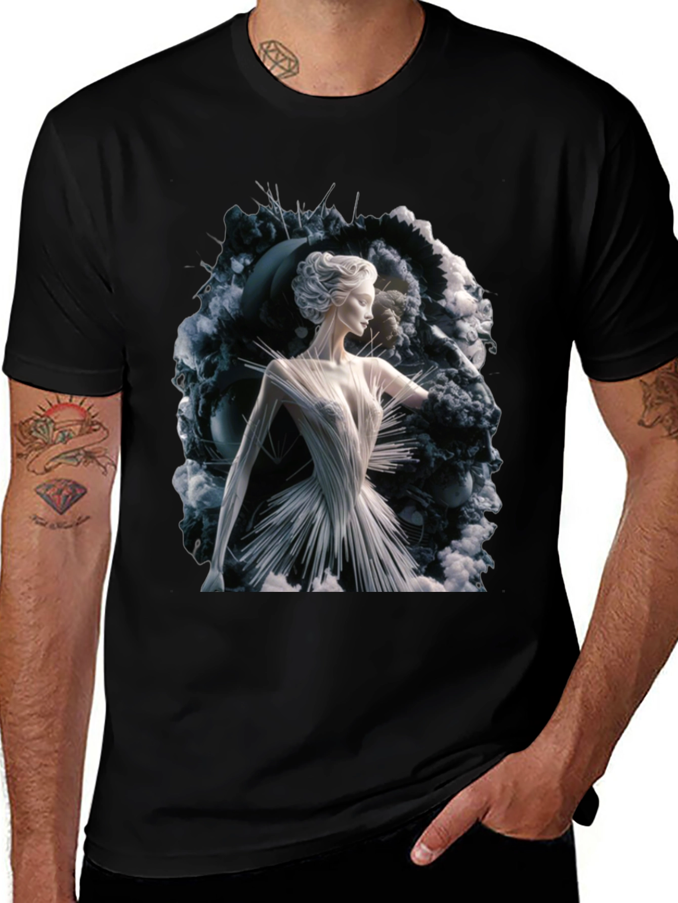 Abstract Woman Art Print Black T-Shirt