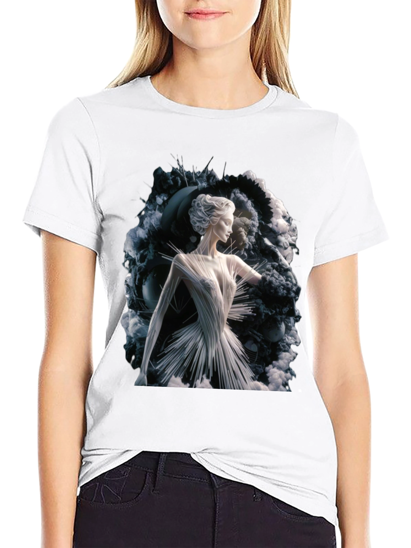 Abstract Woman Art Print Black T-Shirt