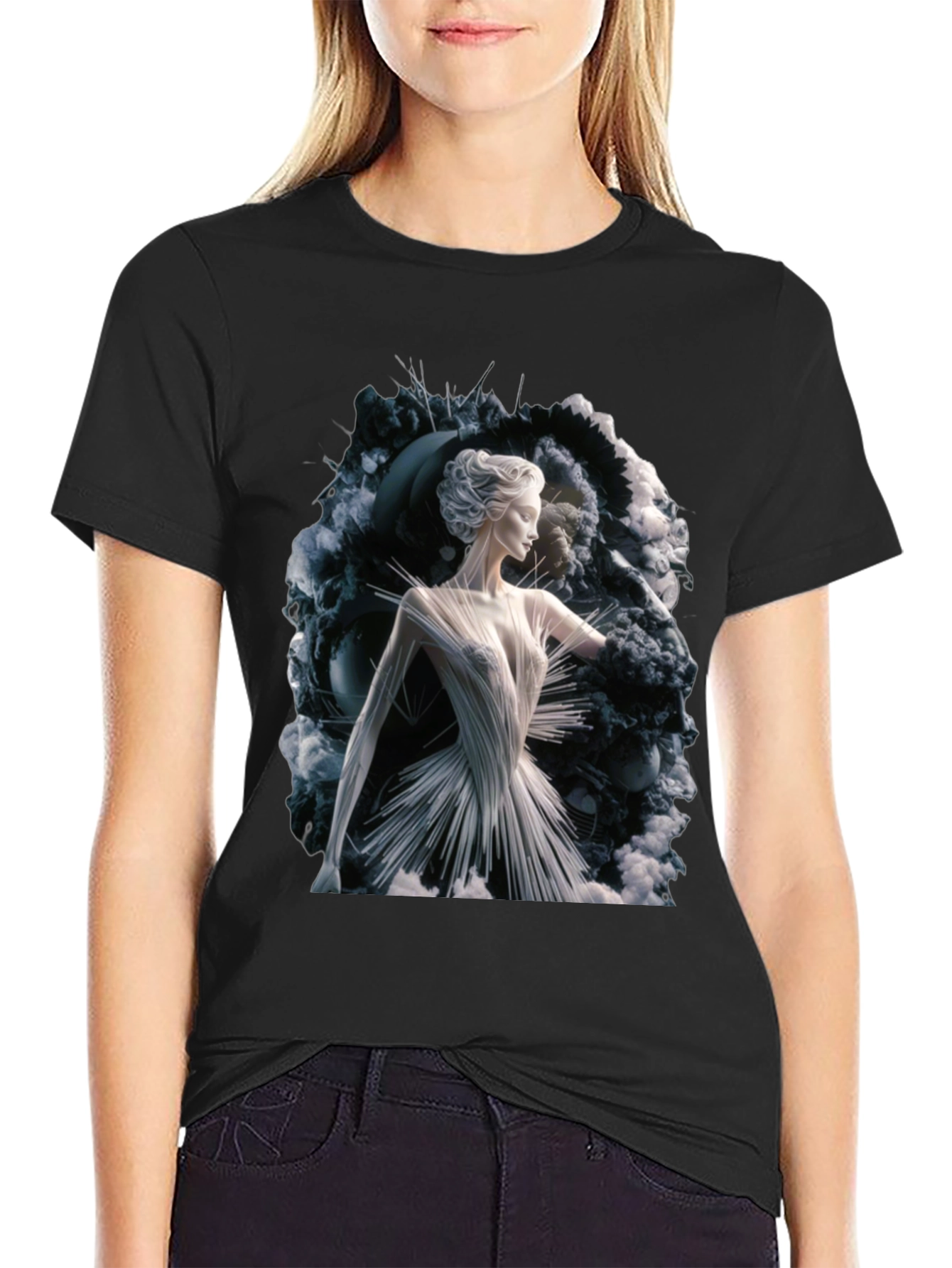 Abstract Woman Art Print Black T-Shirt