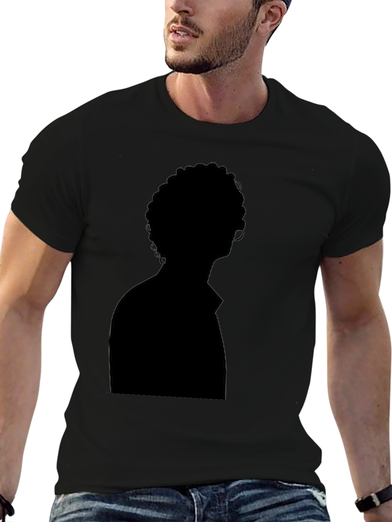 Silhouette Graphic Tee - Solid Black Casual Style