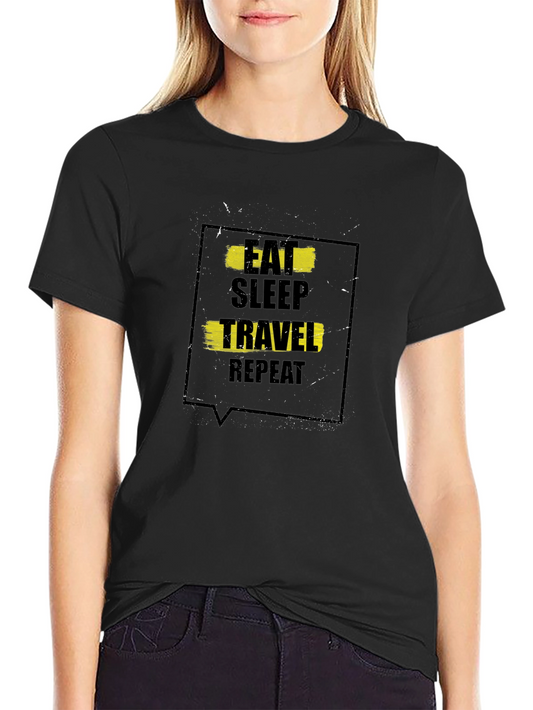 Eat Sleep Travel Repeat Black T-Shirt