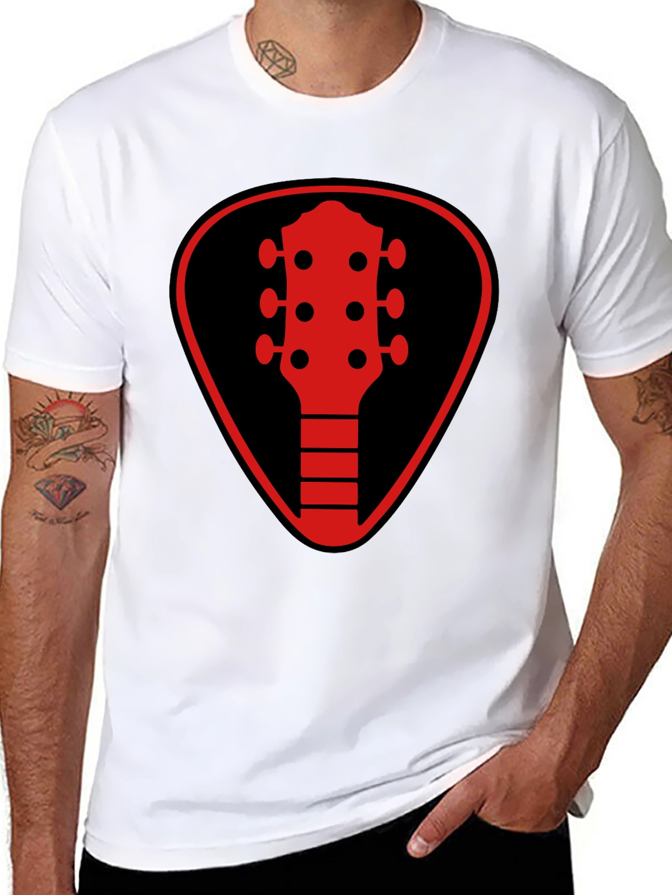 Guitar Pick Headstock Graphic Tee - Black
