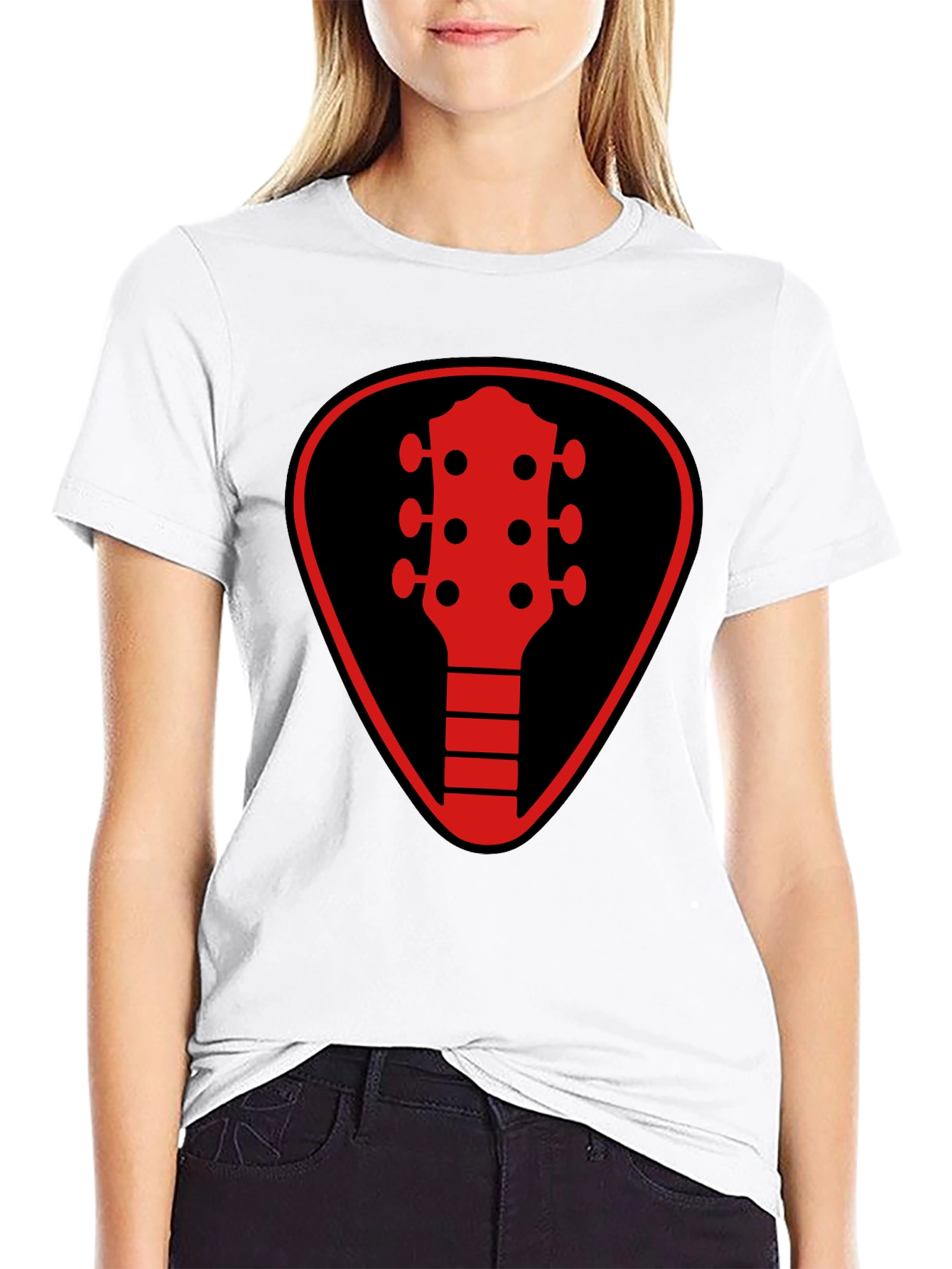Guitar Pick Headstock Graphic Tee - Black