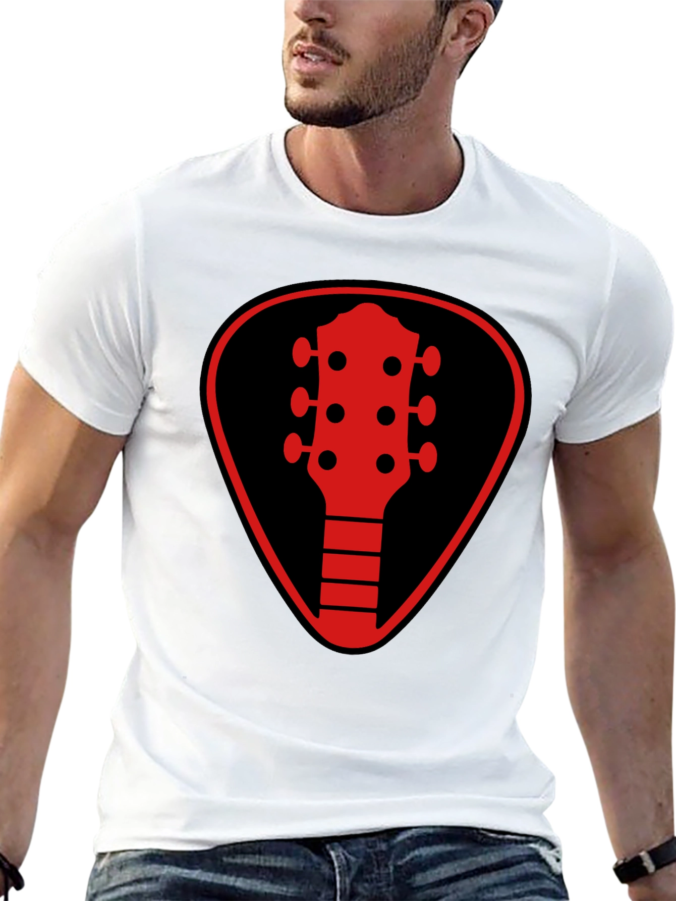 Guitar Pick Headstock Graphic Tee - Black