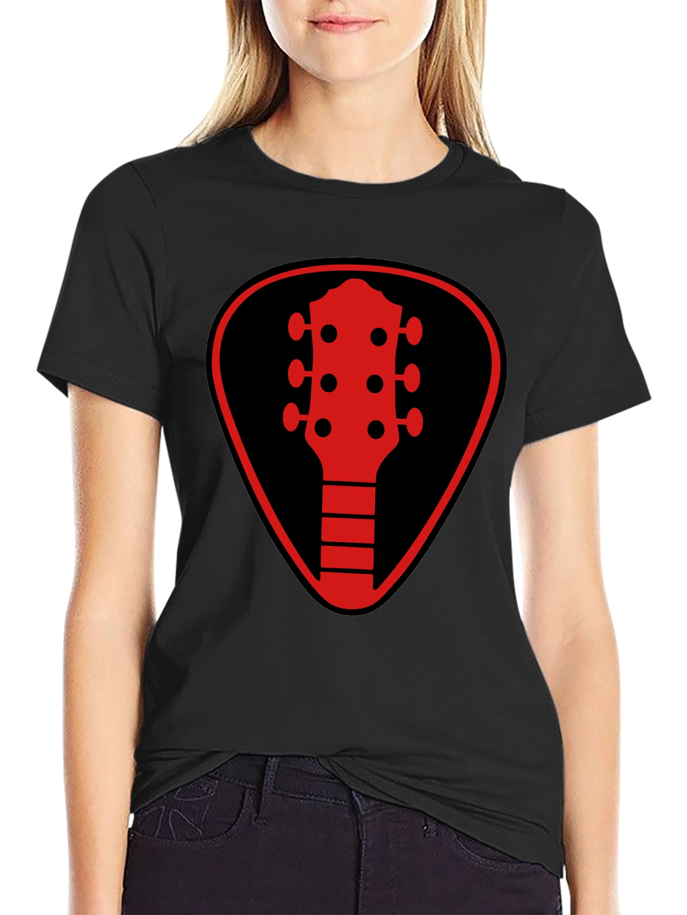 Guitar Pick Headstock Graphic Tee - Black