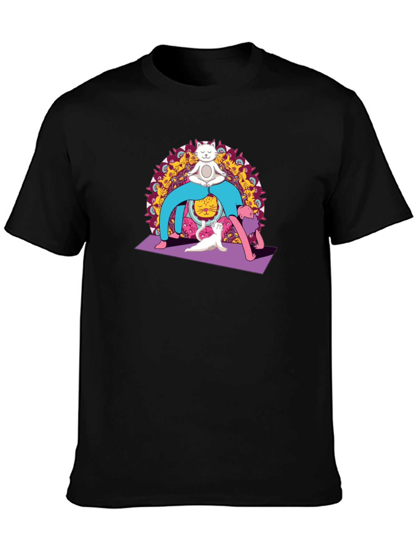 Yoga Cat Black T-Shirt