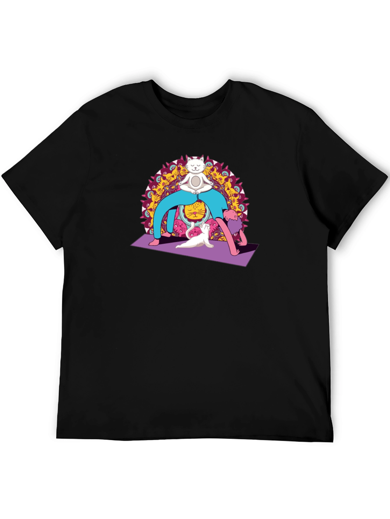 Yoga Cat Black T-Shirt