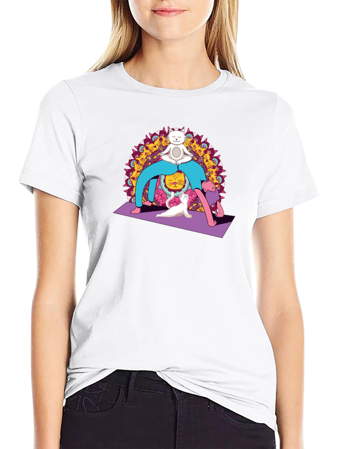 Yoga Cat Black T-Shirt