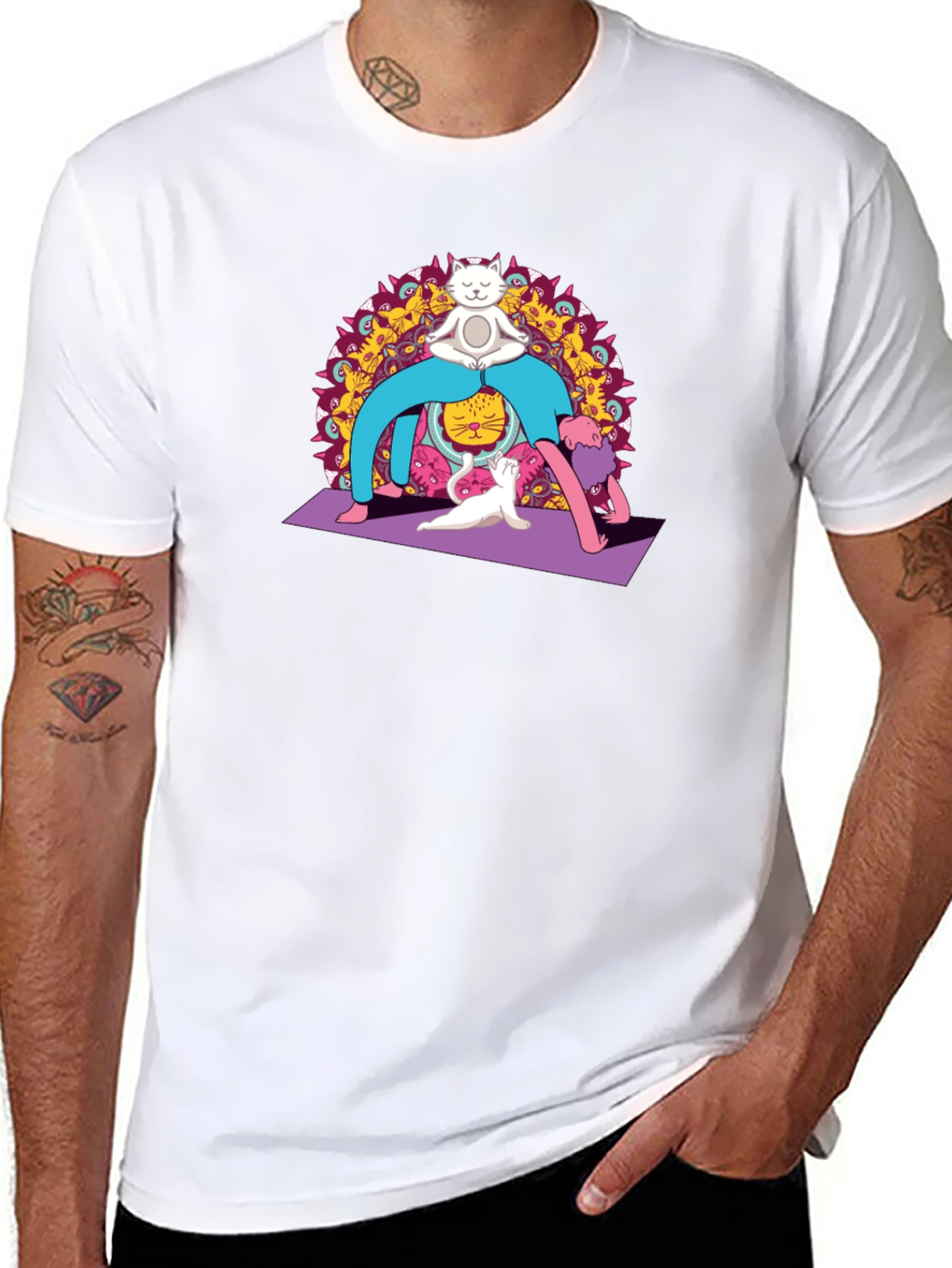 Yoga Cat Black T-Shirt