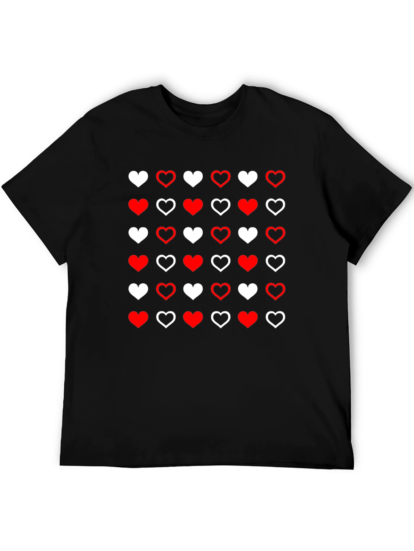Heart Pattern Crew Neck T-Shirt