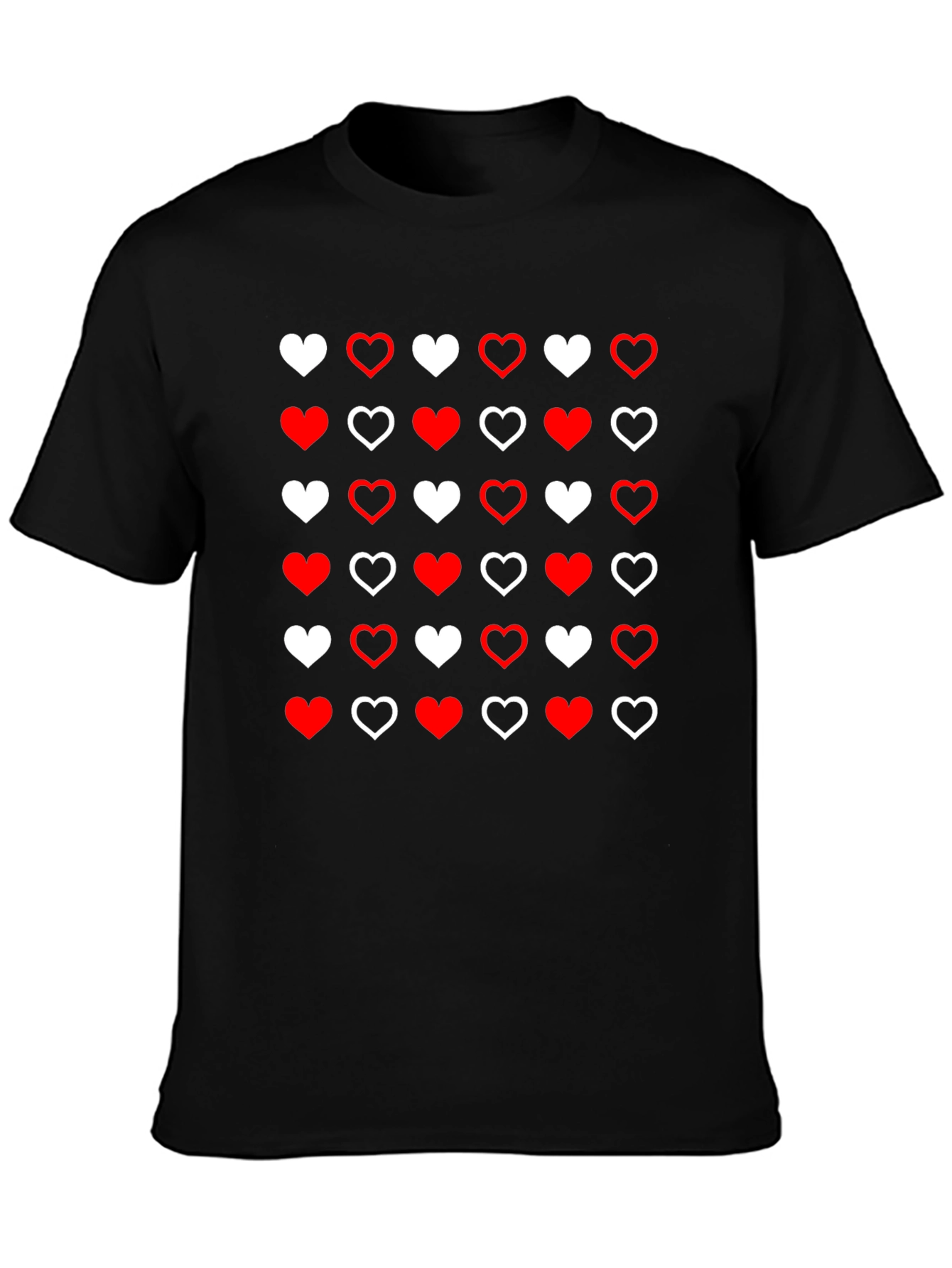 Heart Pattern Crew Neck T-Shirt