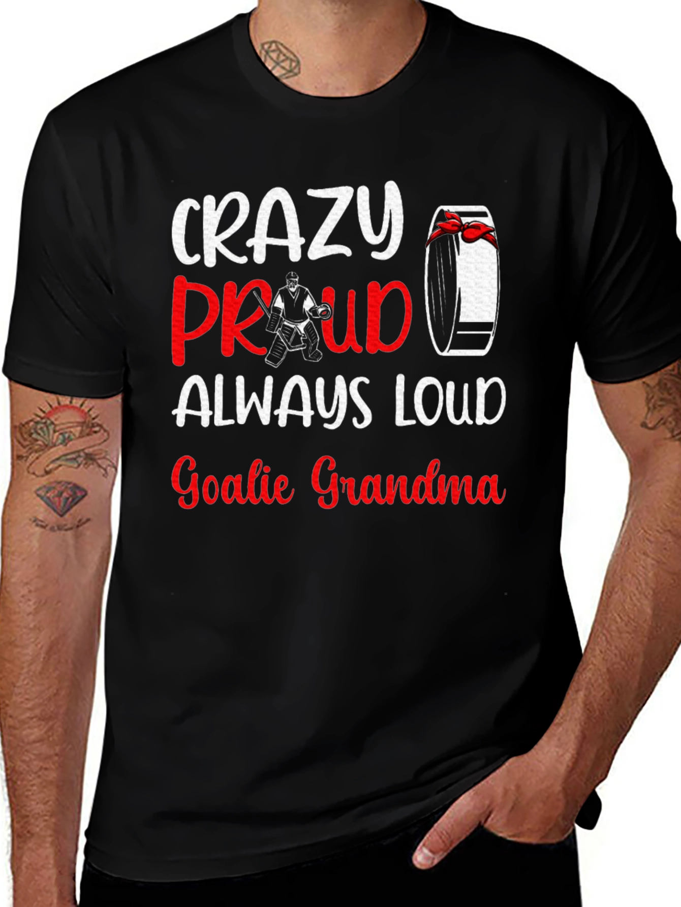 Crazy Proud Goalie Grandma T-Shirt - Hockey Fan Tee