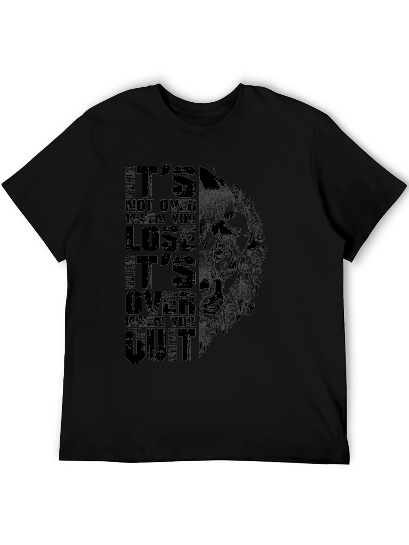Motivational Wolf Graphic Black T-Shirt