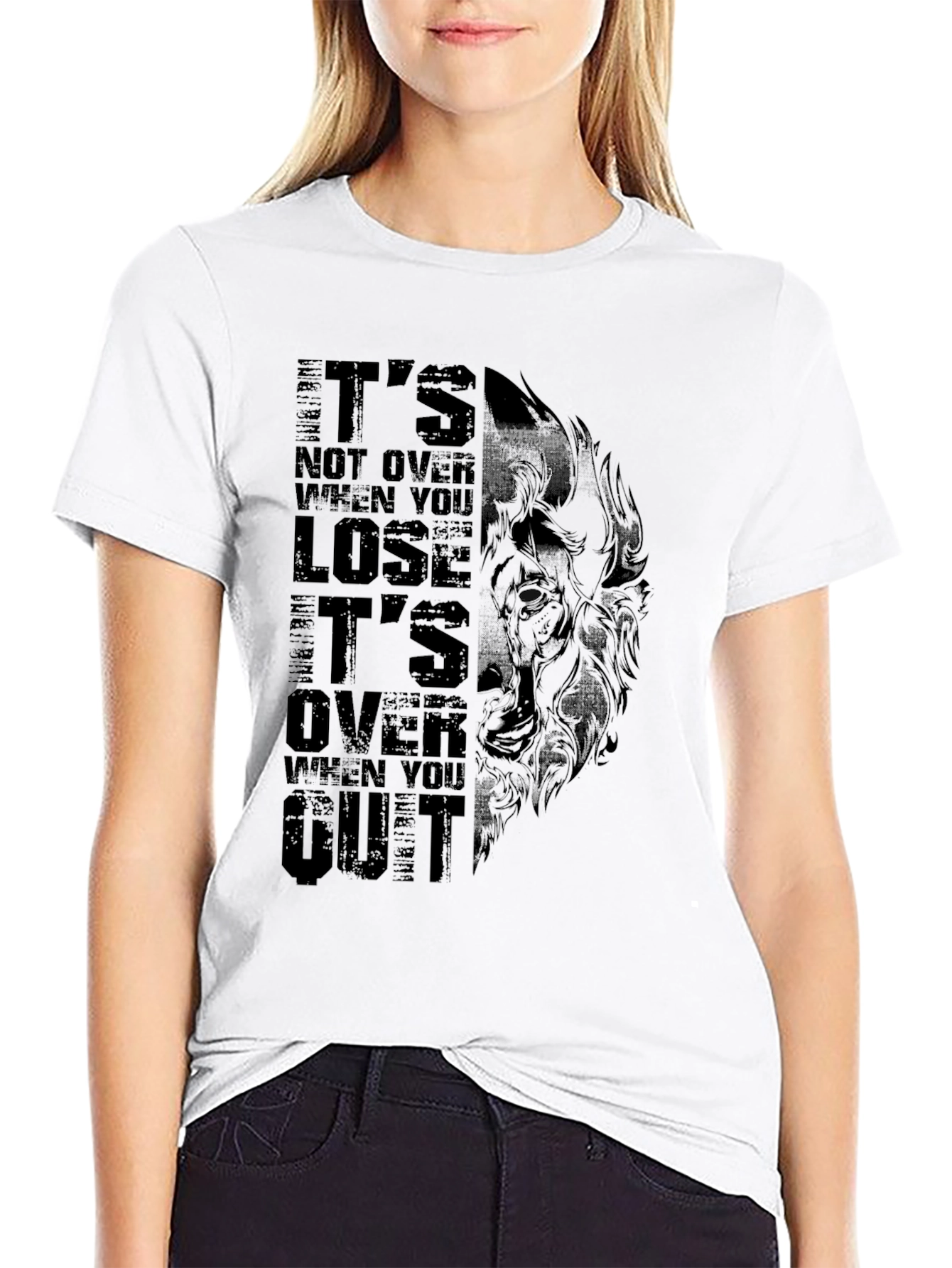 Motivational Wolf Graphic Black T-Shirt
