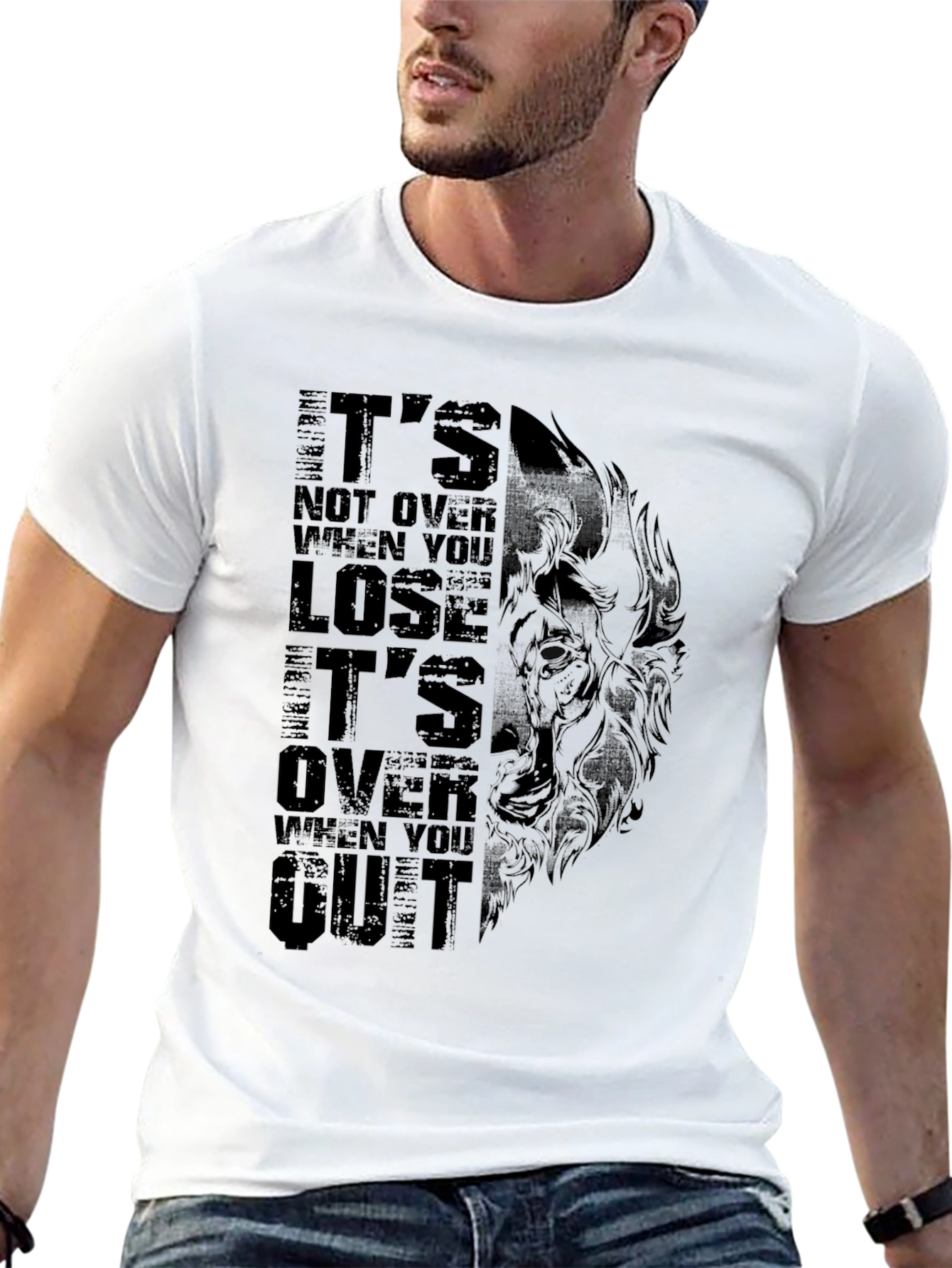 Motivational Wolf Graphic Black T-Shirt