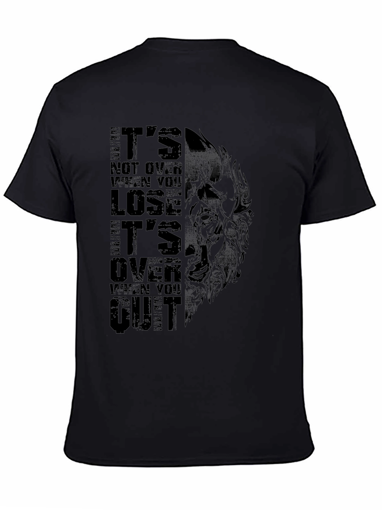 Motivational Wolf Graphic Black T-Shirt