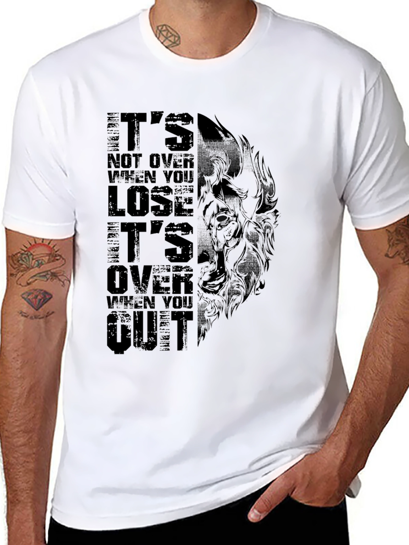 Motivational Wolf Graphic Black T-Shirt