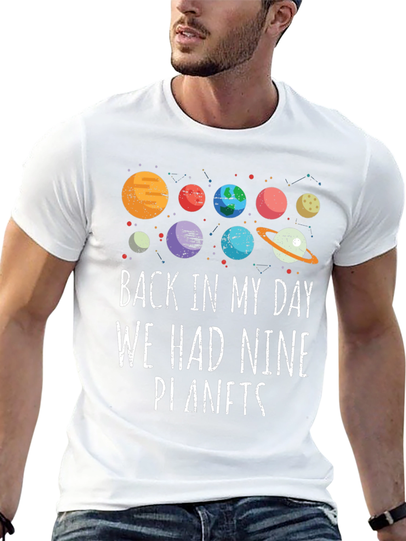 Retro Nine Planets Graphic T-Shirt