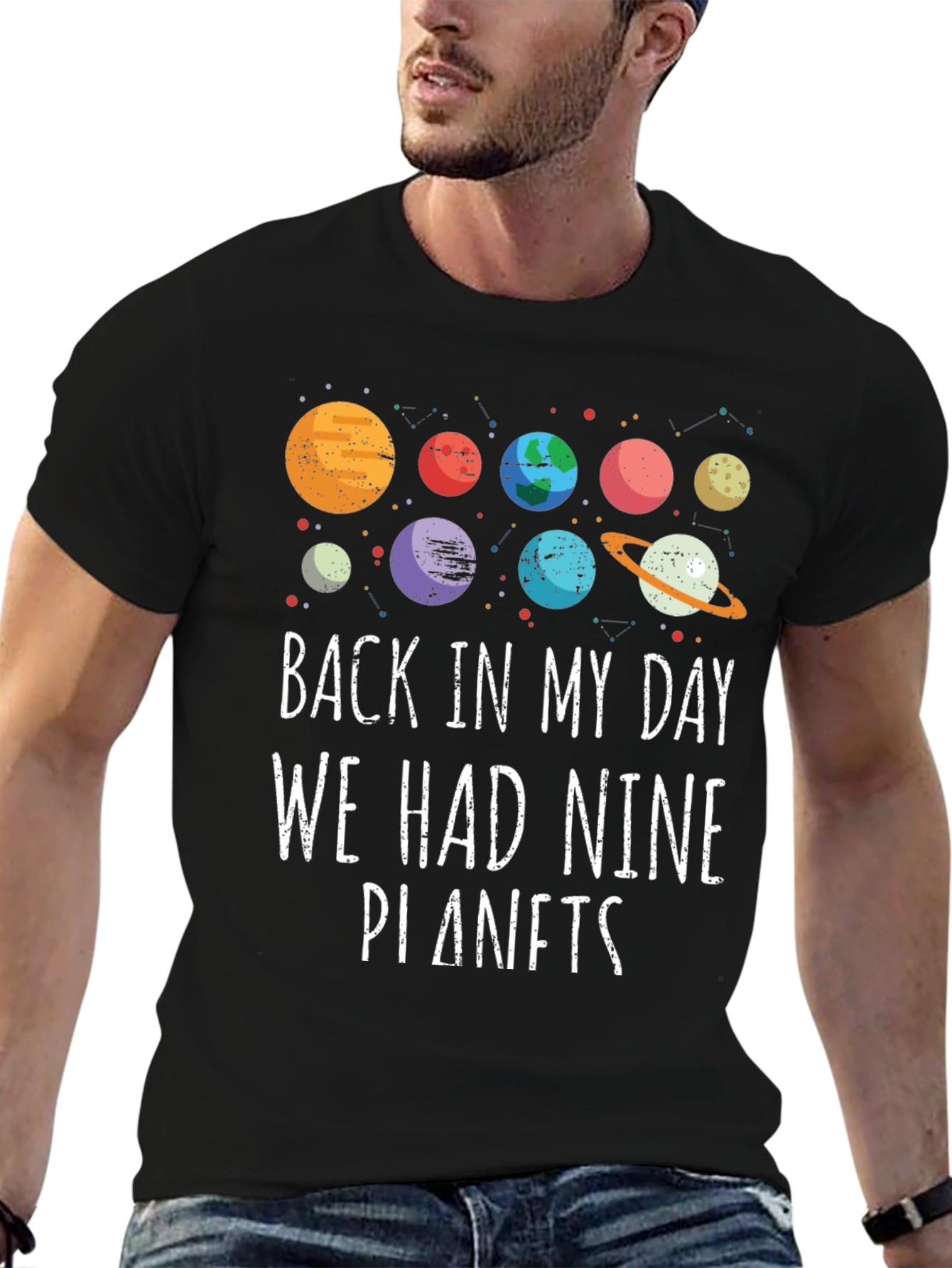Retro Nine Planets Graphic T-Shirt