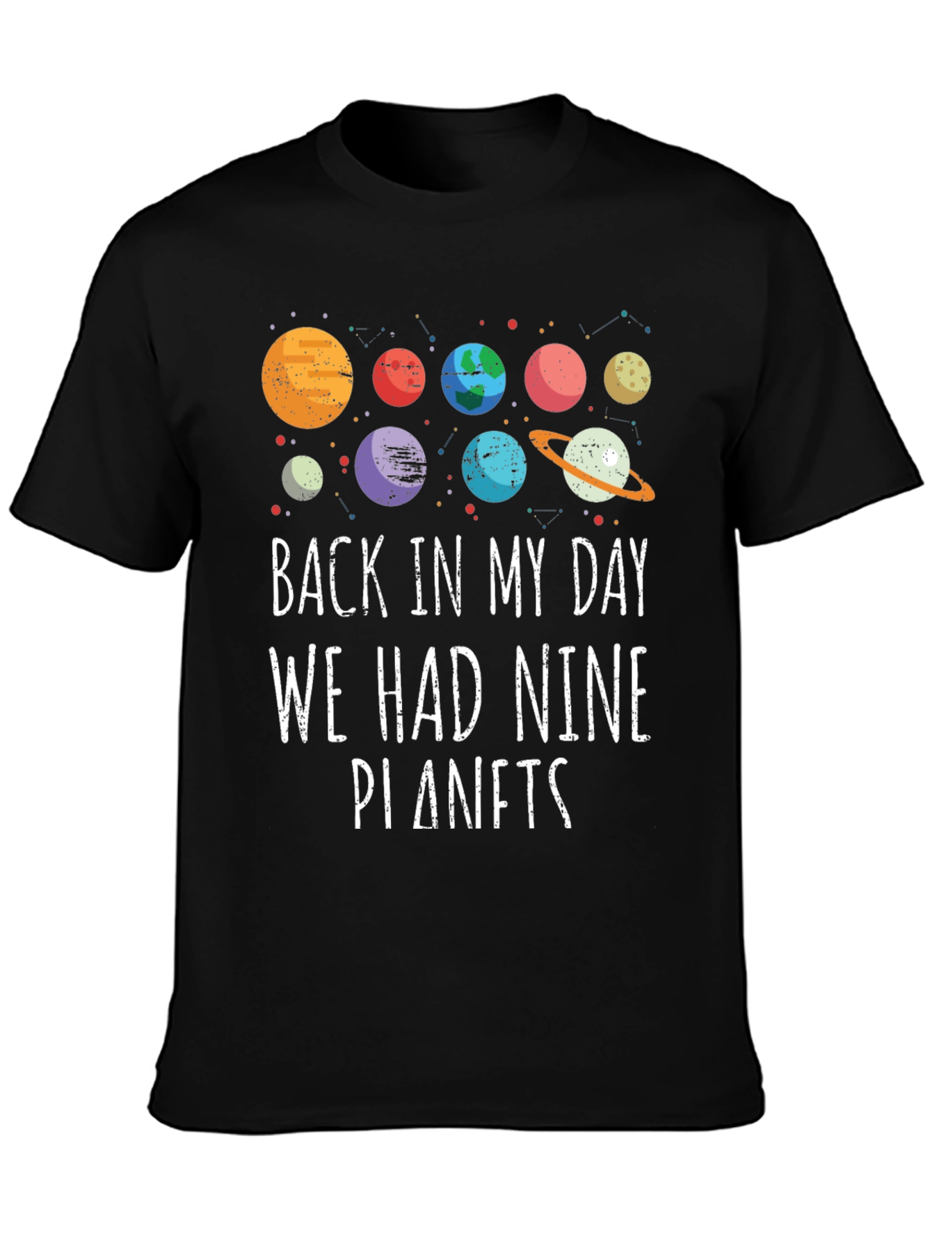 Retro Nine Planets Graphic T-Shirt