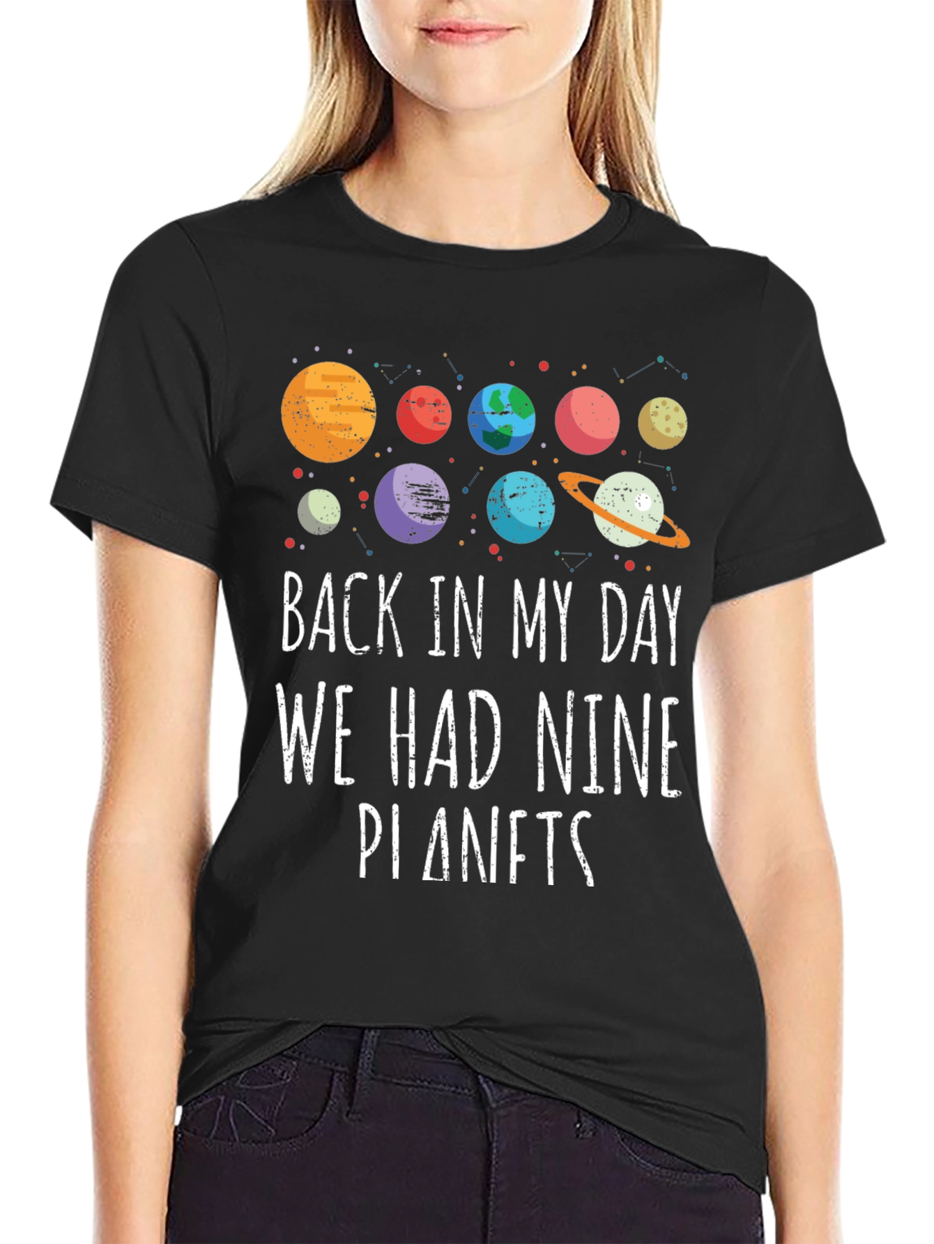 Retro Nine Planets Graphic T-Shirt