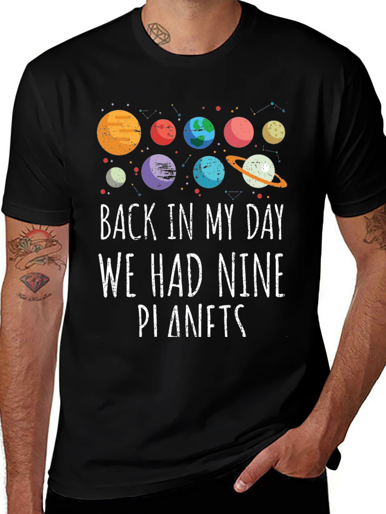 Retro Nine Planets Graphic T-Shirt