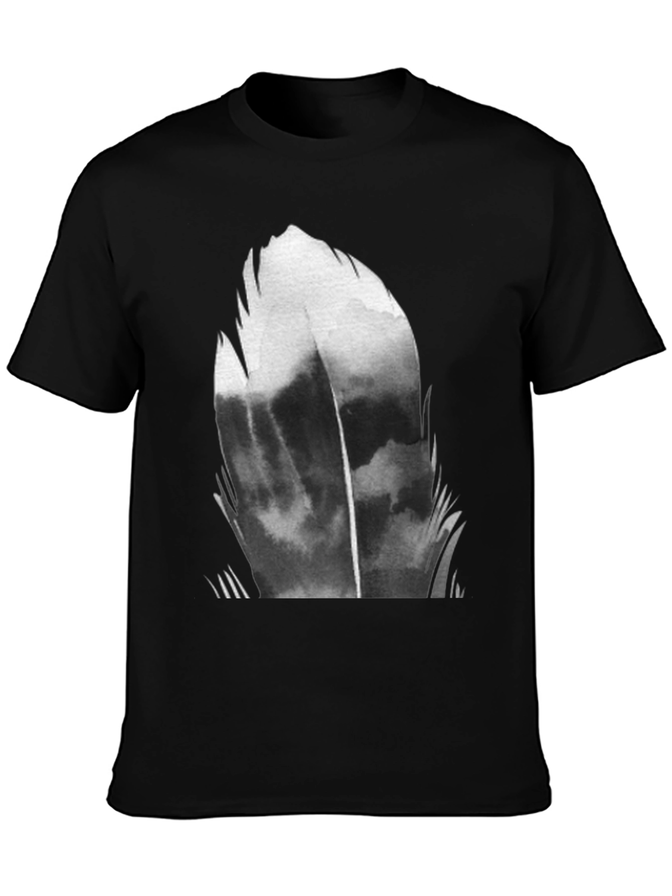 Abstract Feather Graphic Black T-Shirt
