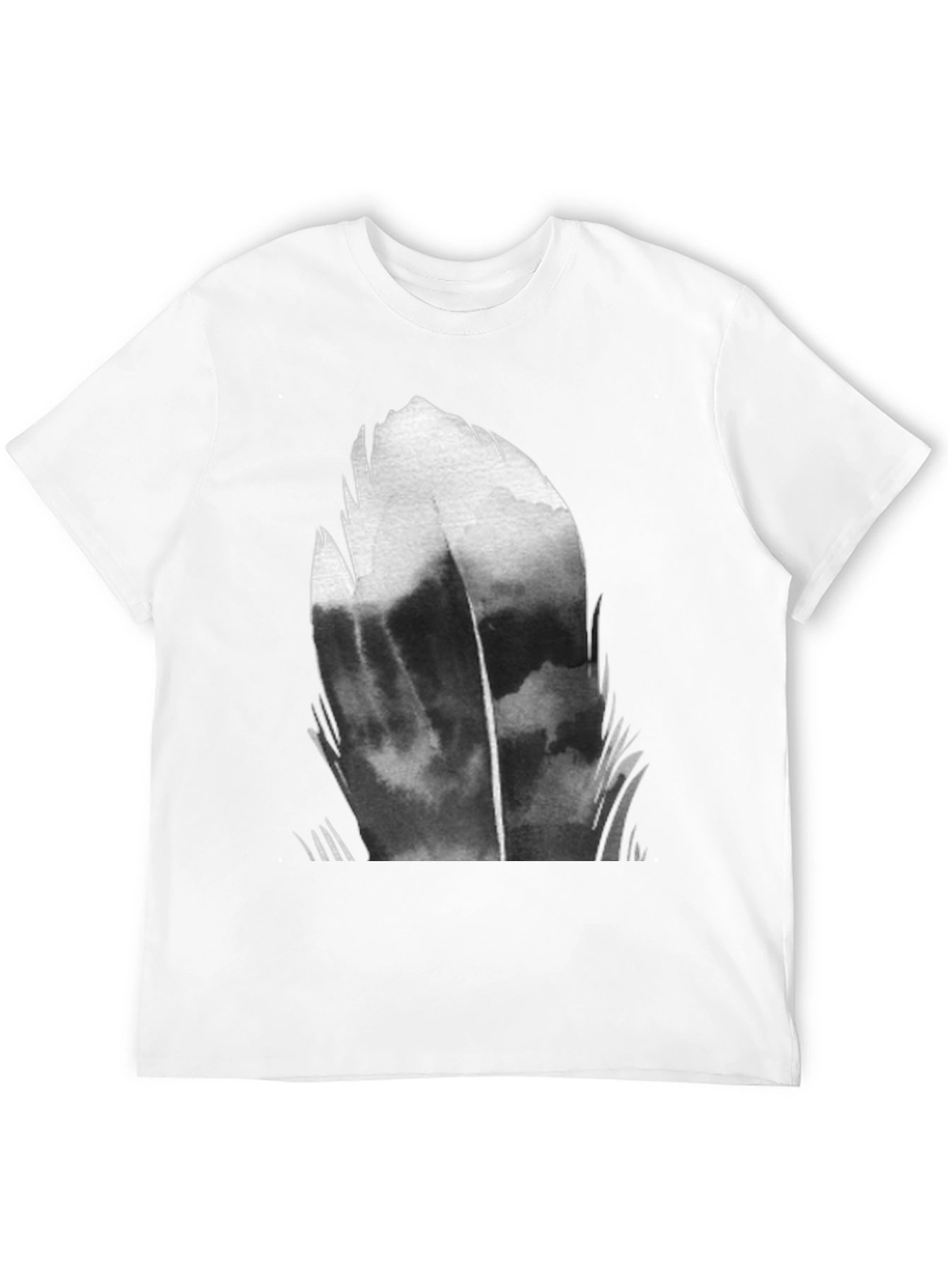 Abstract Feather Graphic Black T-Shirt