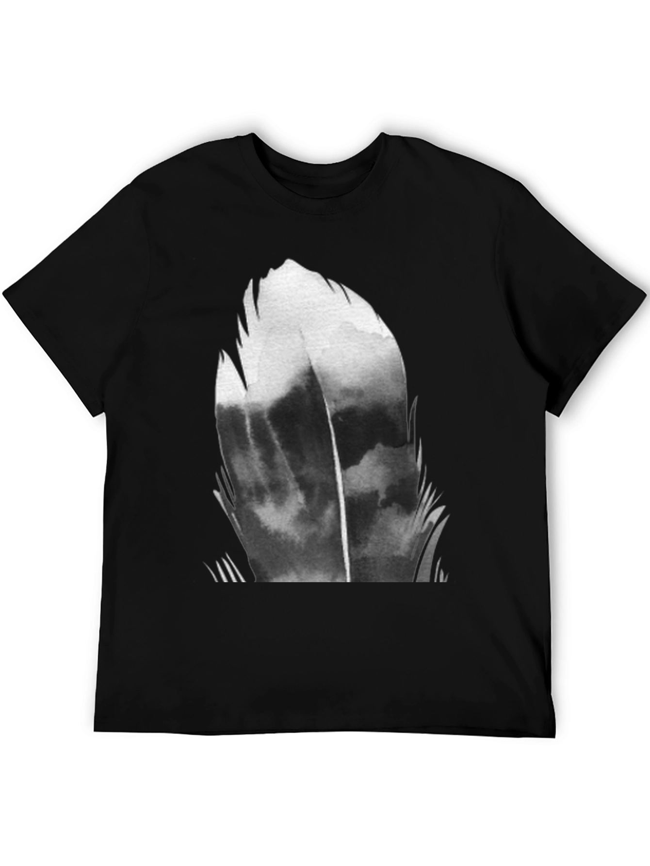 Abstract Feather Graphic Black T-Shirt