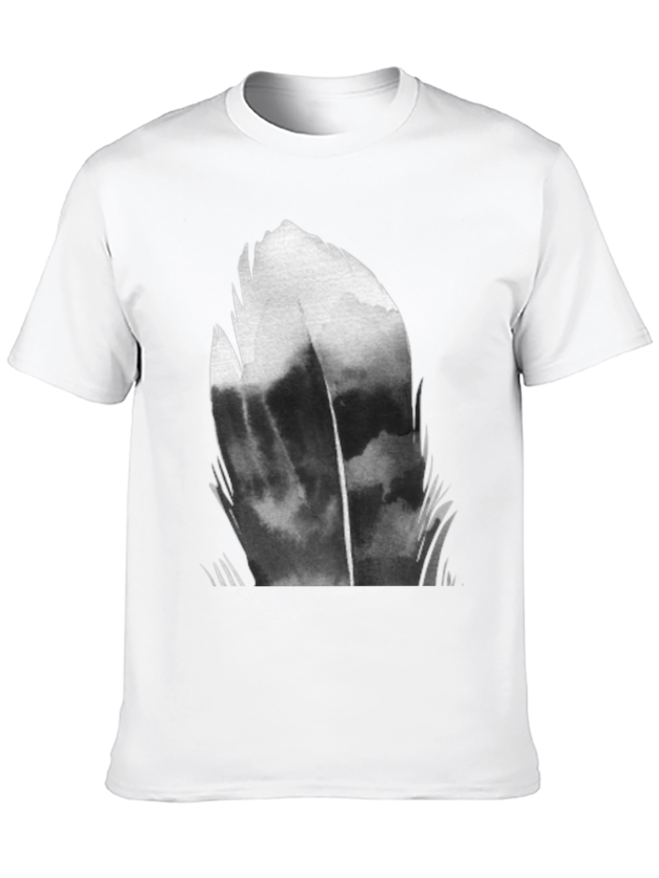 Abstract Feather Graphic Black T-Shirt