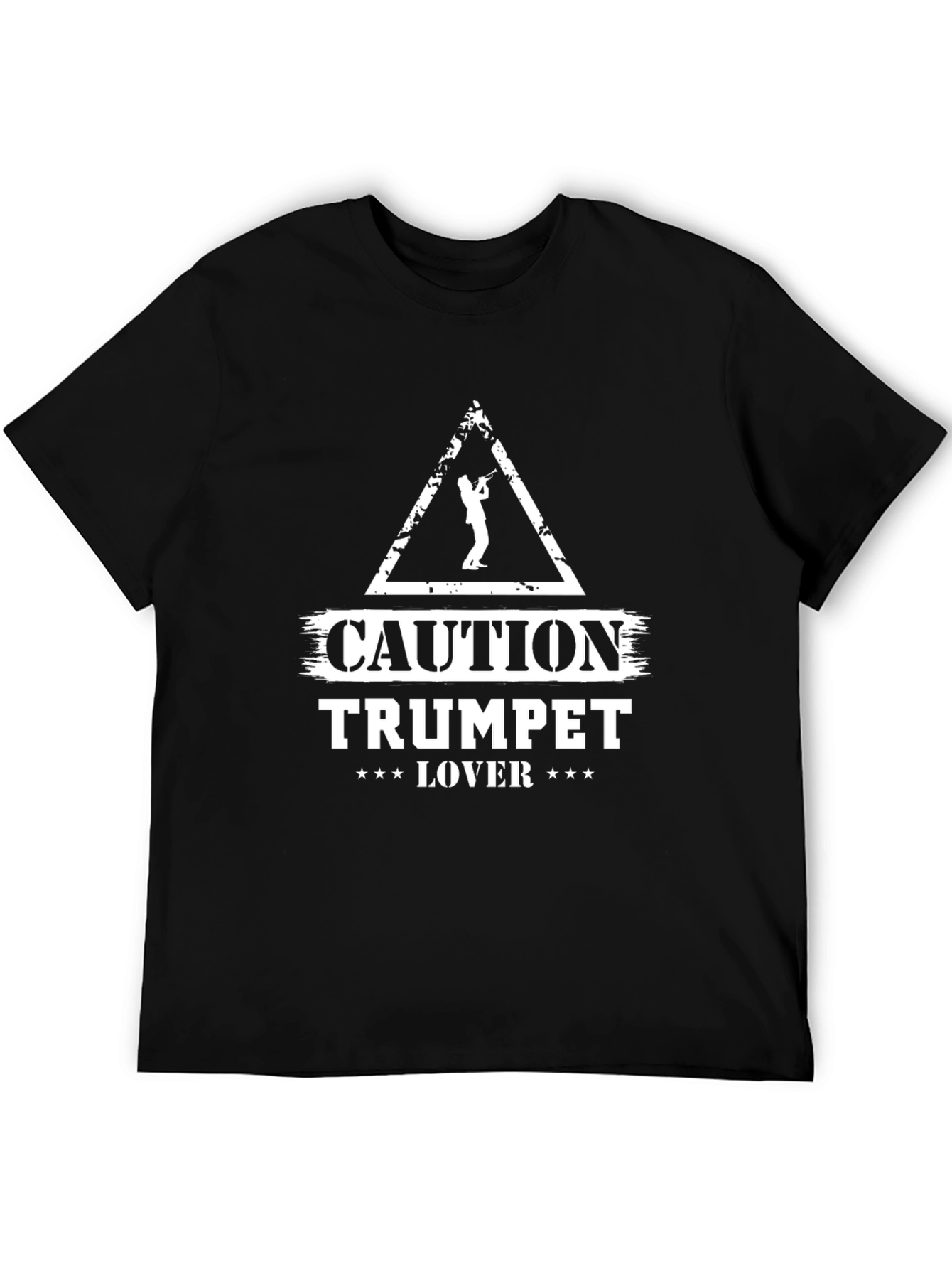 Caution Trumpet Lover Graphic T-Shirt - Black