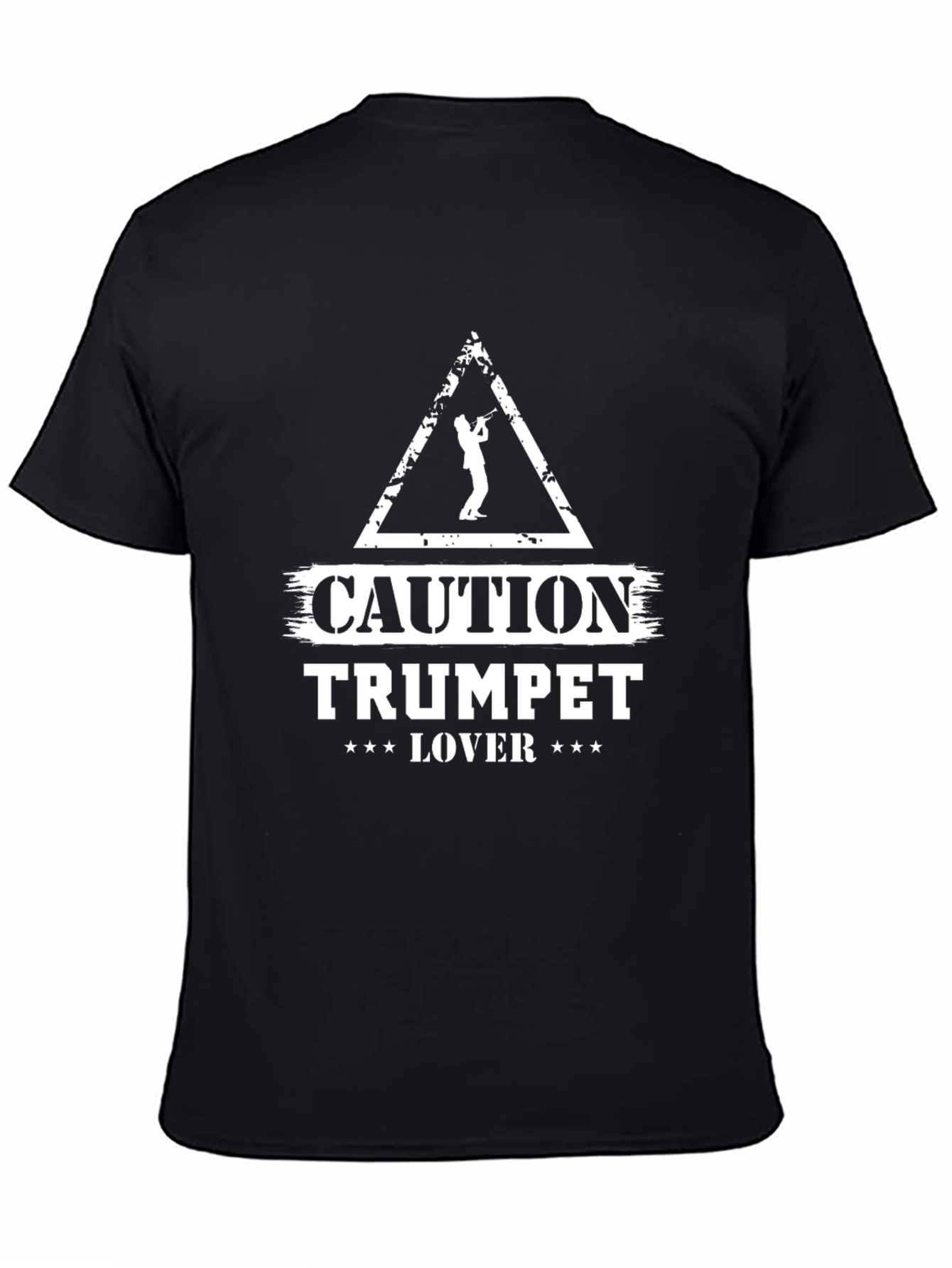 Caution Trumpet Lover Graphic T-Shirt - Black