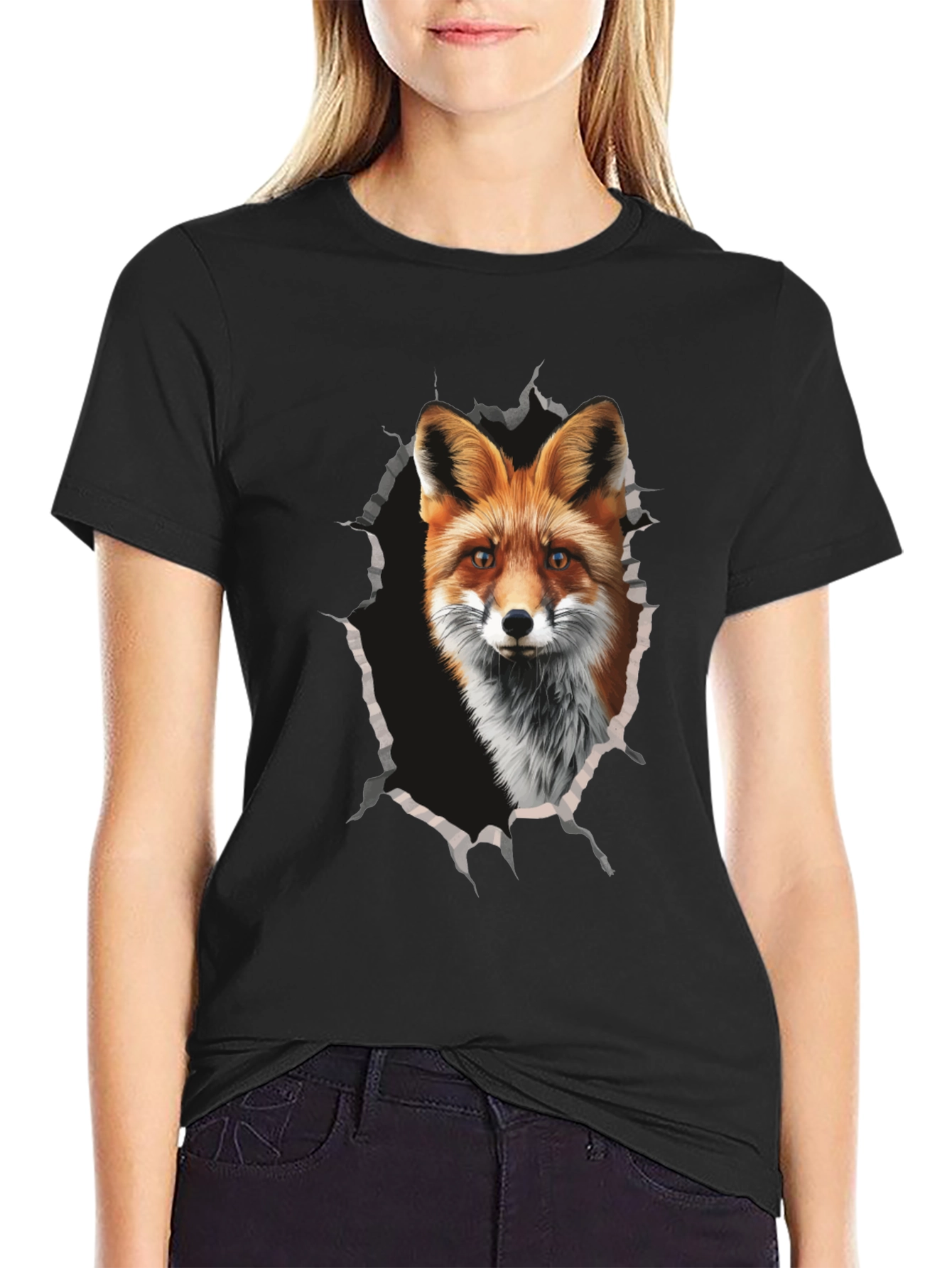 Fox Graphic Print Tee - Mens Black T-Shirt