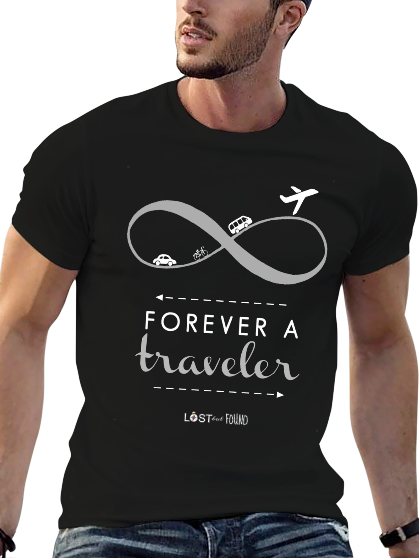 Forever A Traveler Graphic Tee - Black