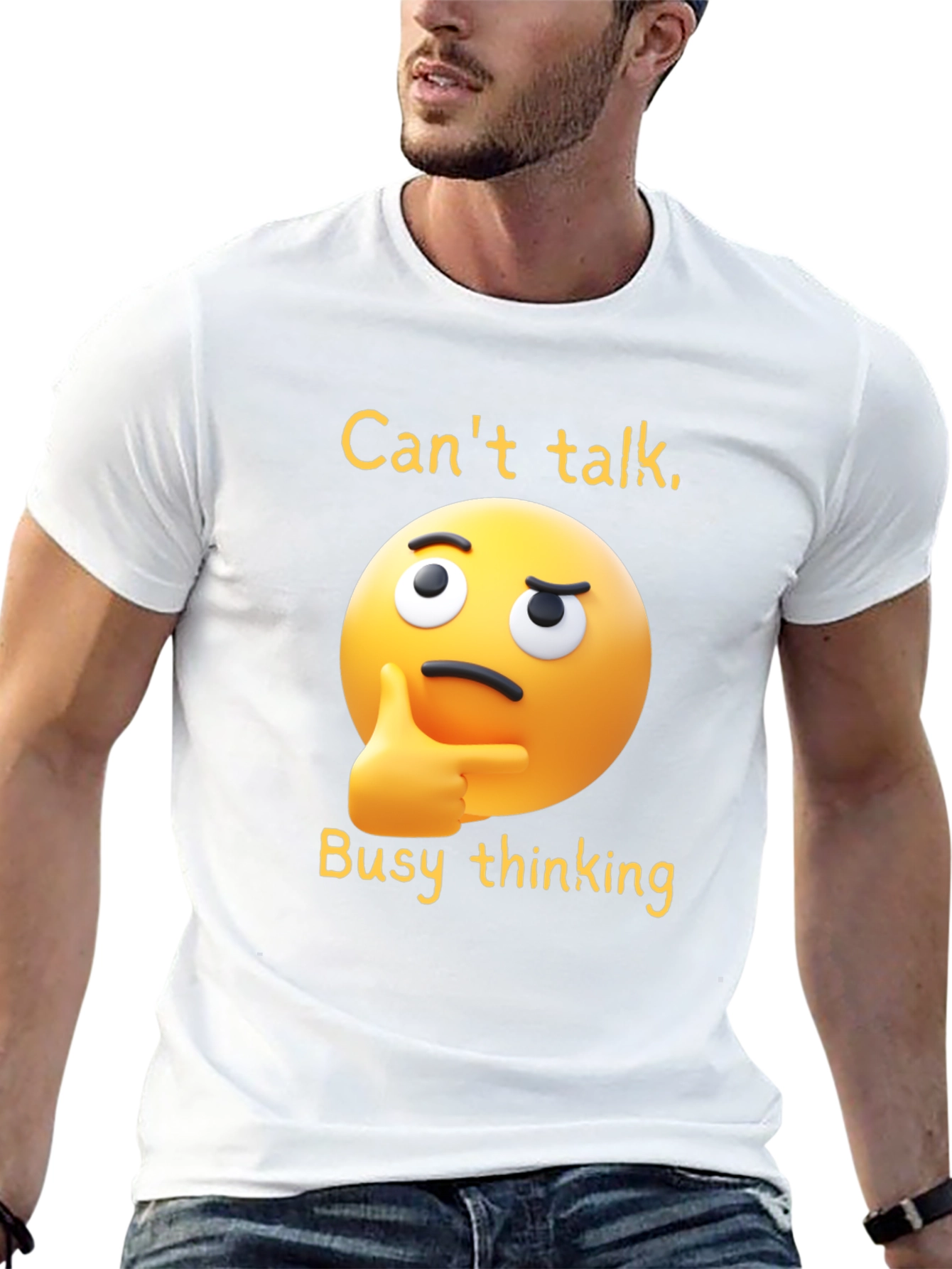 Thinking Emoji T-Shirt: Funny Clever Casual Wear