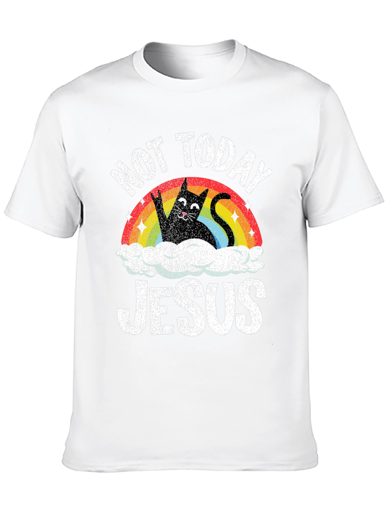 Not Today Jesus T-Shirt Funny Cat Rainbow