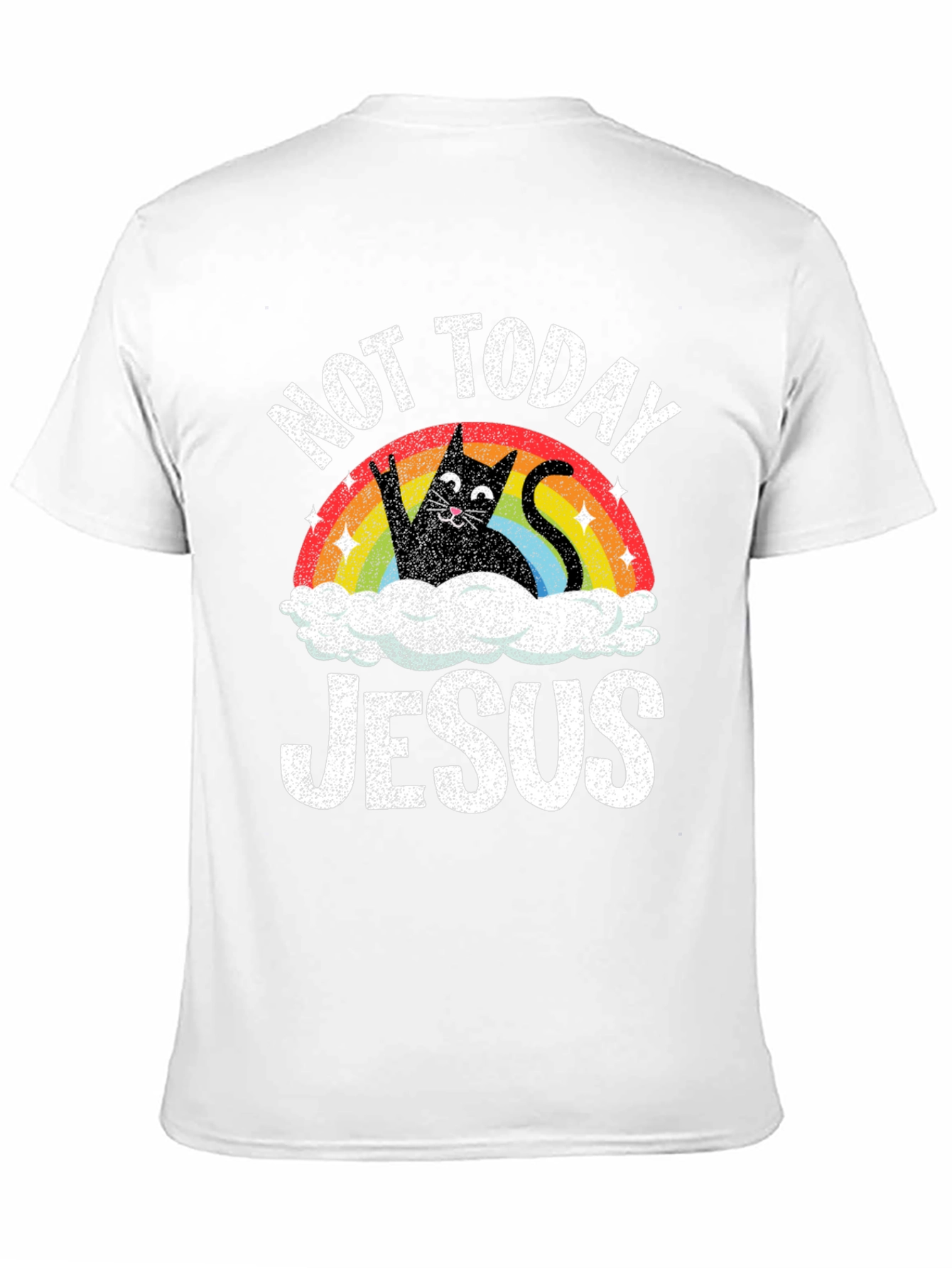 Not Today Jesus T-Shirt Funny Cat Rainbow