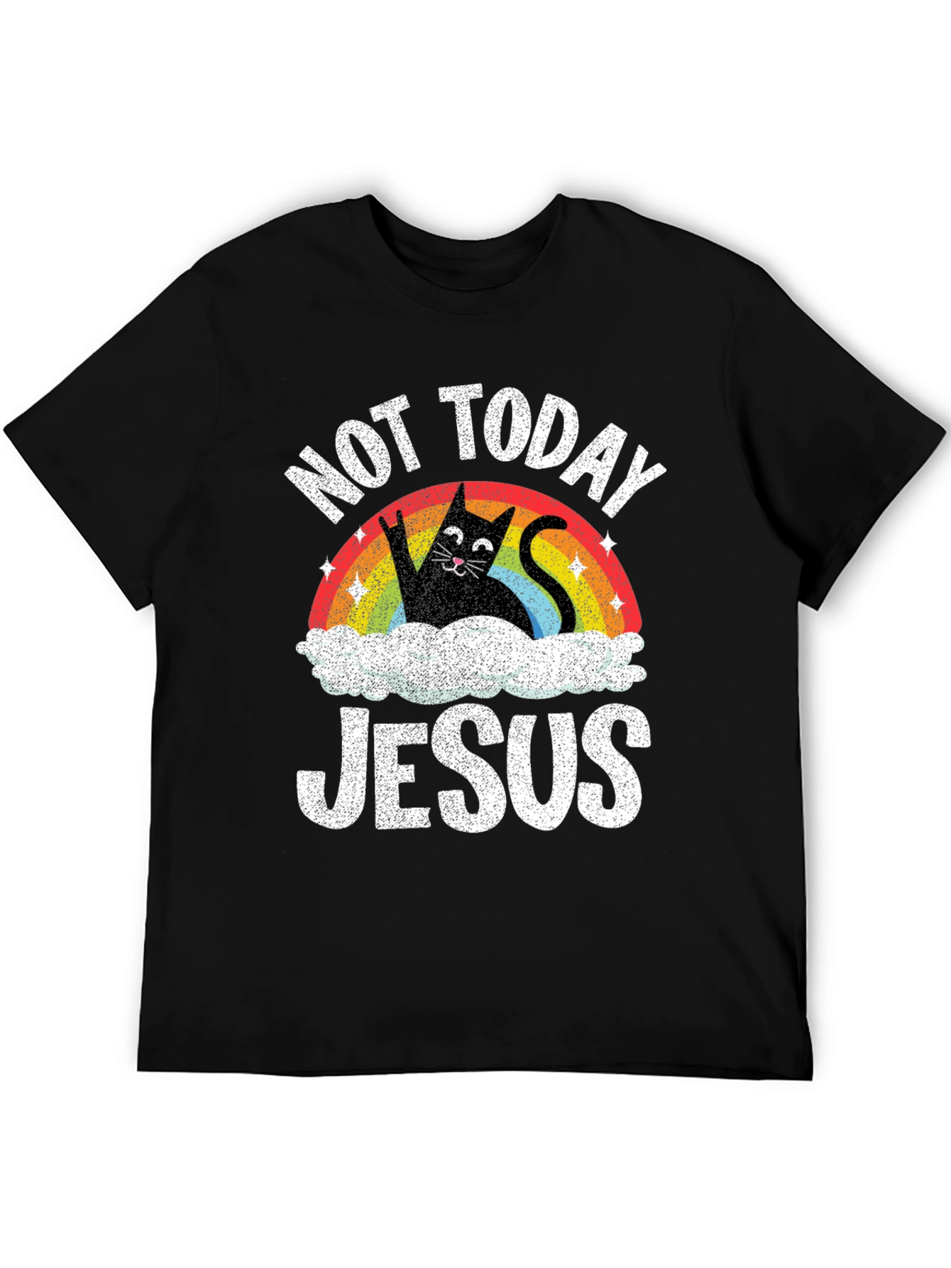 Not Today Jesus T-Shirt Funny Cat Rainbow