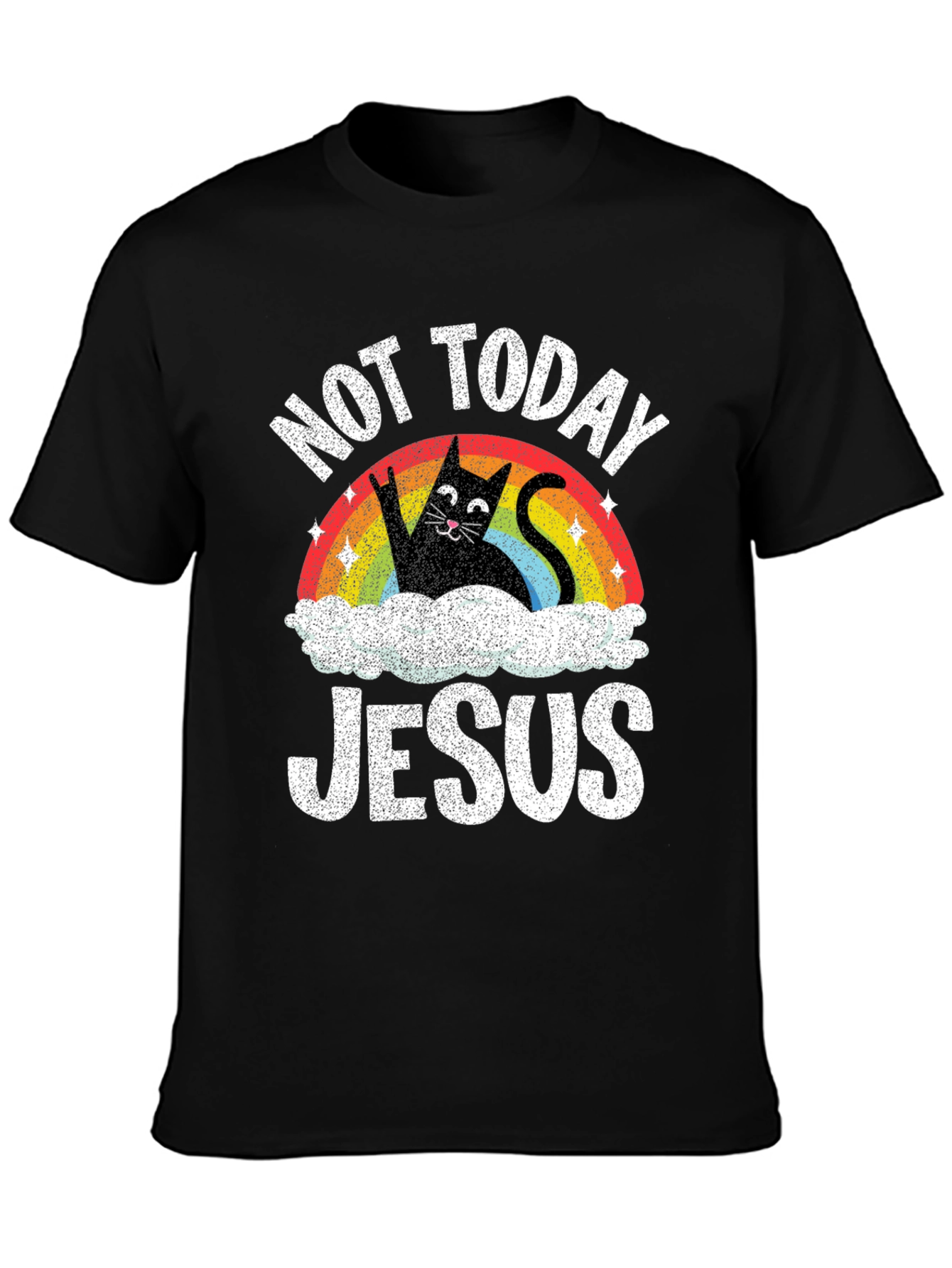 Not Today Jesus T-Shirt Funny Cat Rainbow