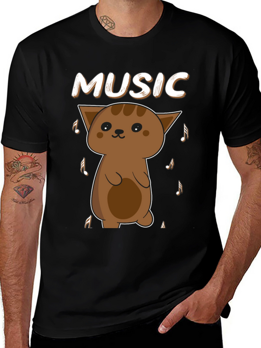 Cute Cat Music Lover T-Shirt - Unisex Soft Cotton Tee