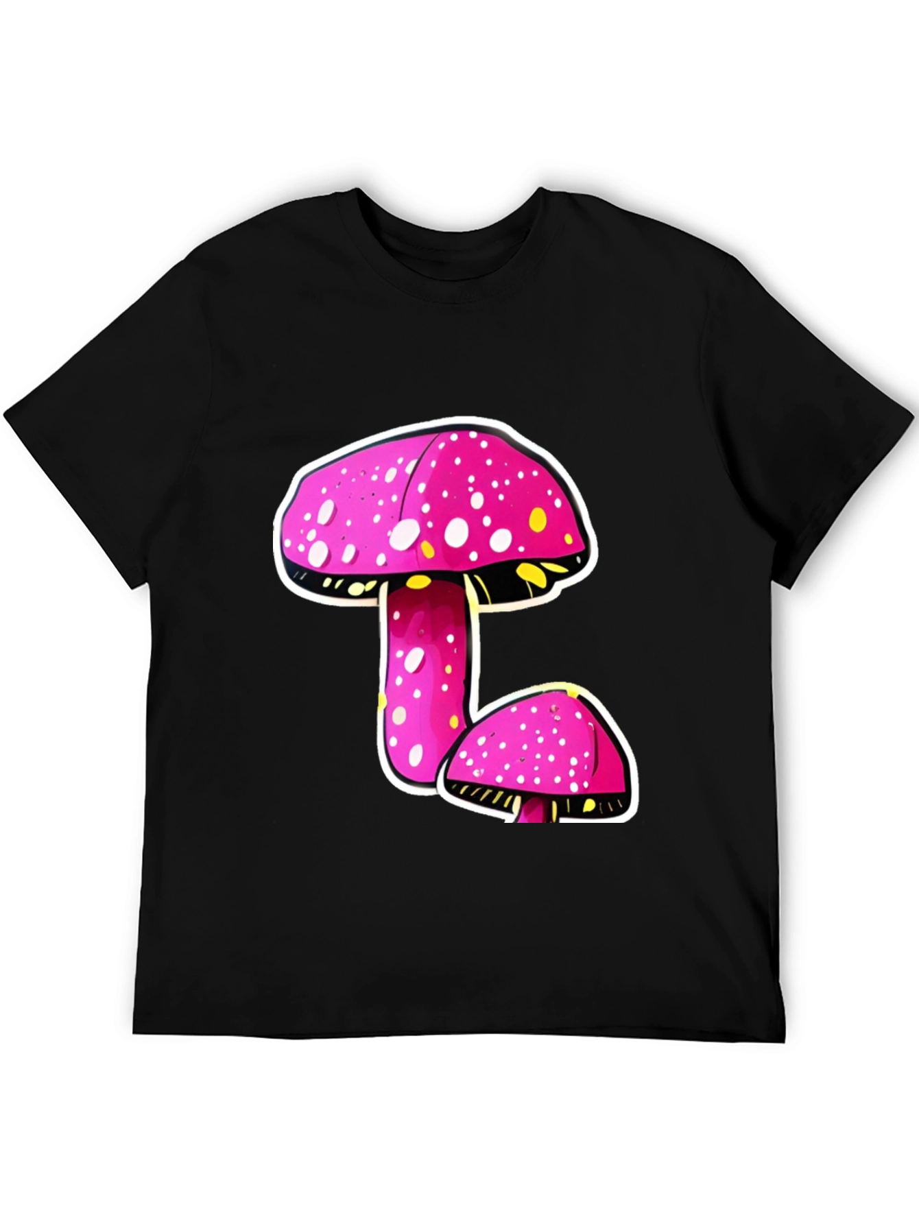 Funky Mushroom Graphic Tee - Black