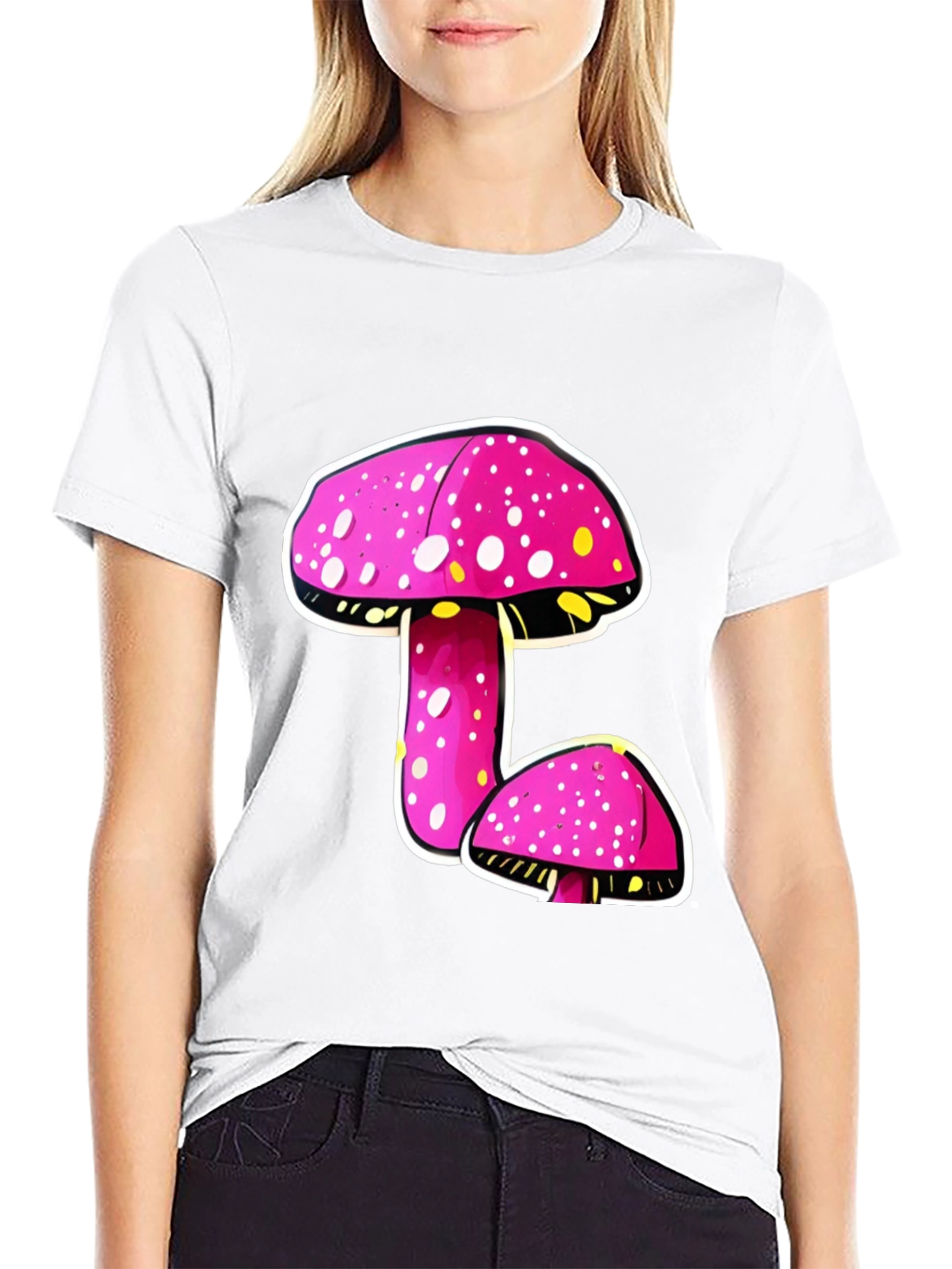 Funky Mushroom Graphic Tee - Black
