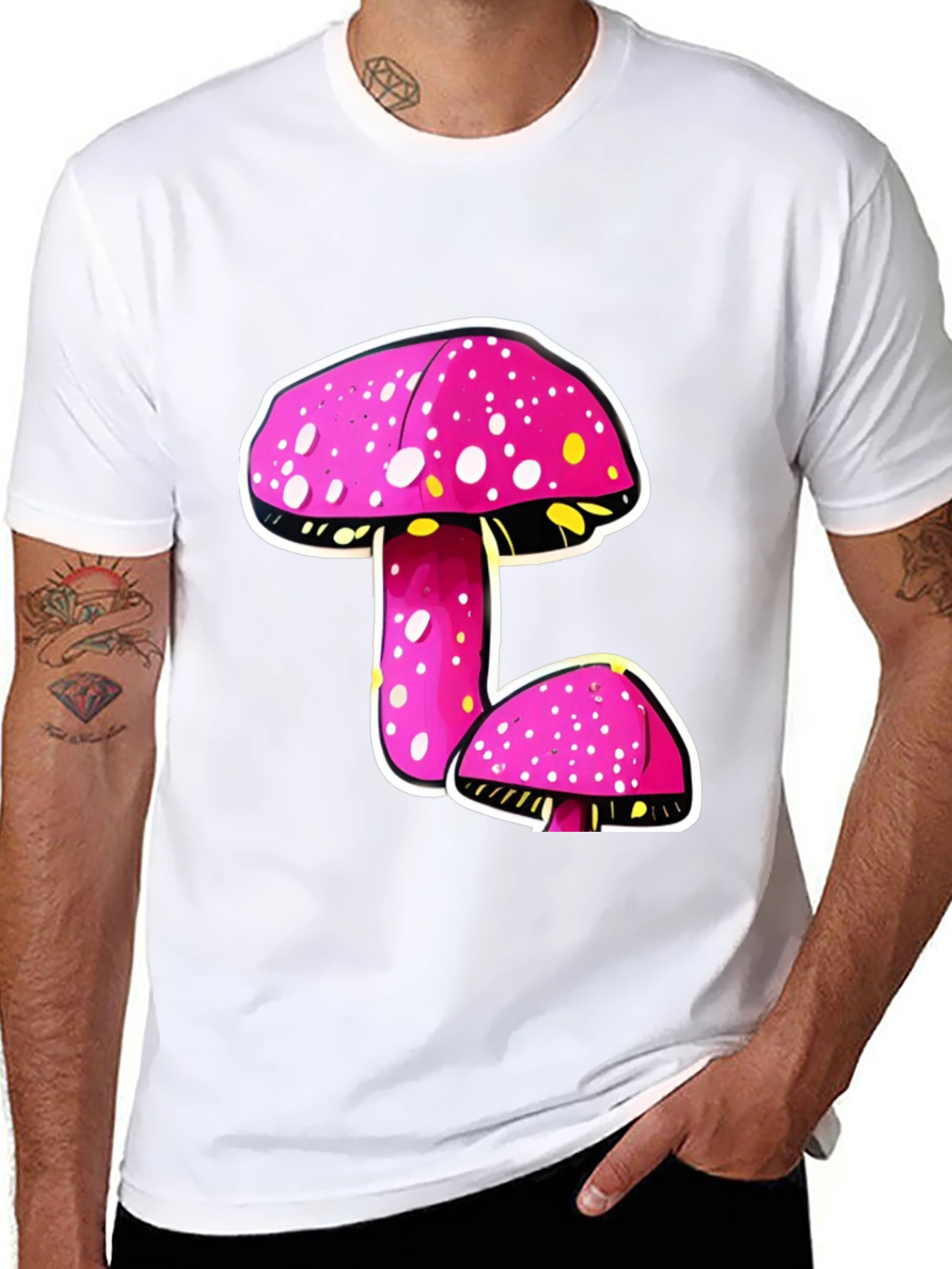 Funky Mushroom Graphic Tee - Black