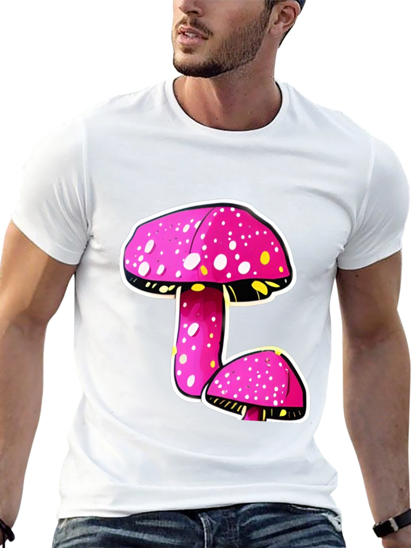 Funky Mushroom Graphic Tee - Black